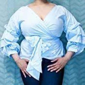 Persephone Gathered Sleeve Wrap Tie Waist Blouse